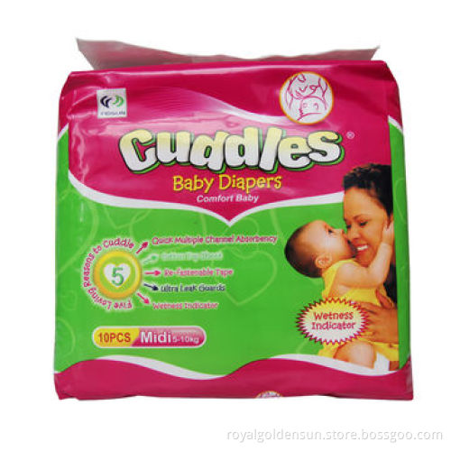 Cuddles Baby Diapers with Good Absorption, Cloth-like Backsheet and Hook-and-loop Tapes